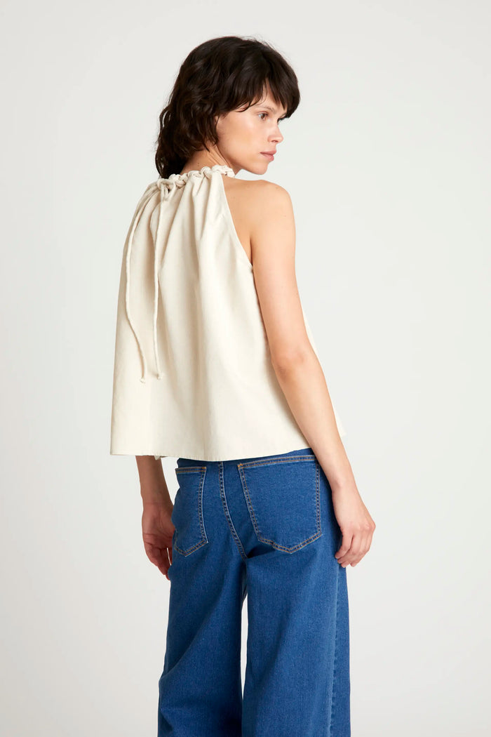 wild pony Top halter lino blanco Ventas relámpago