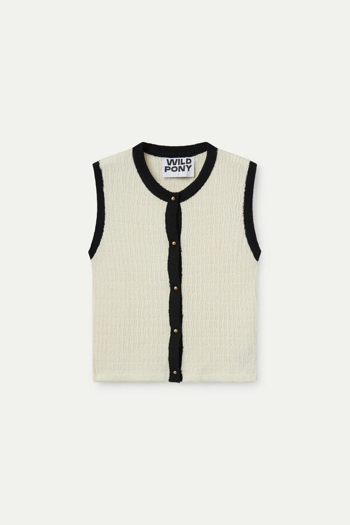wild pony Top sin mangas bicolor blanco Descuento