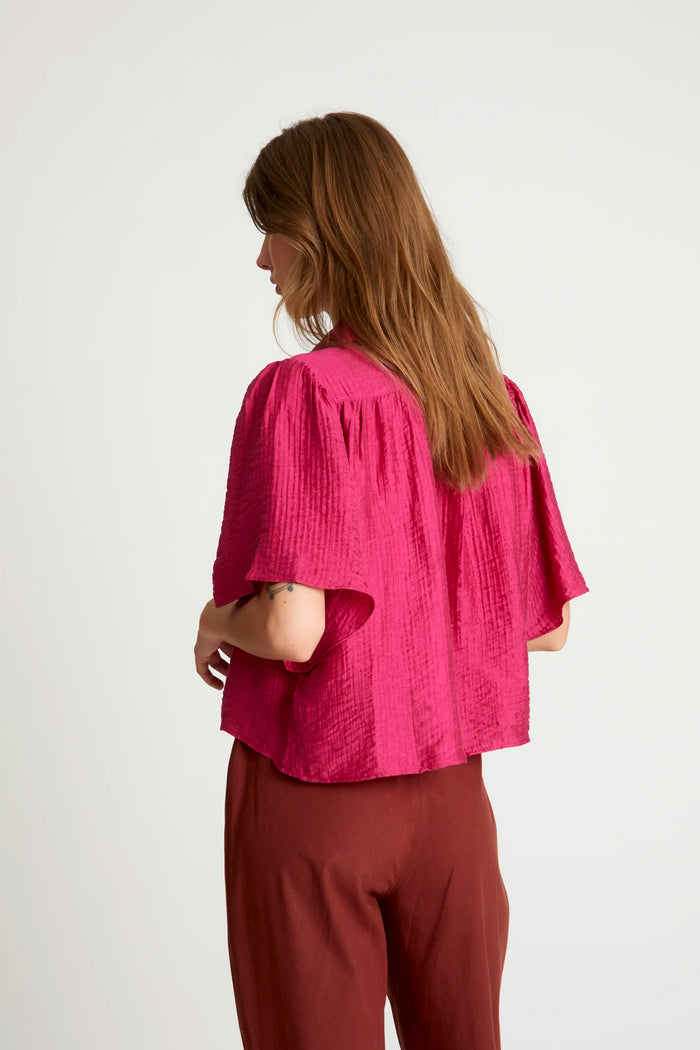 wild pony Camisa fluida manga corta fucsia Mejor oferta