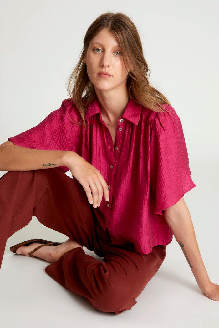 wild pony Camisa fluida manga corta fucsia Mejor oferta