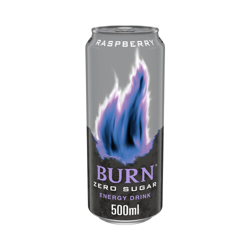 Alcampo BURN Zero Bebida energética sin azúcar con sabor a frambuesa lata de 50 cl