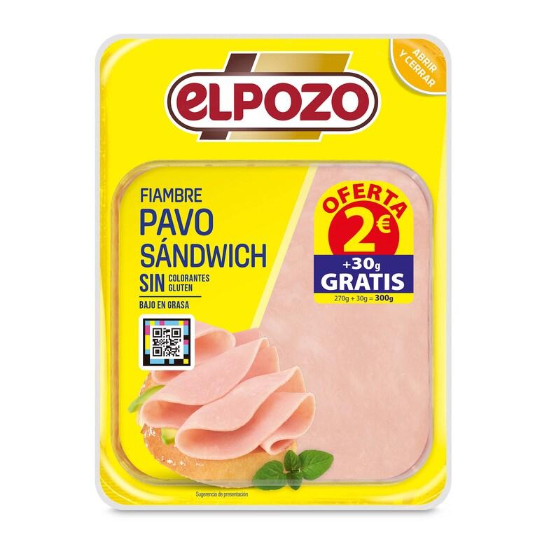 Dia Fiambre de pavo sándwich Elpozo bandeja 270 + 30 g