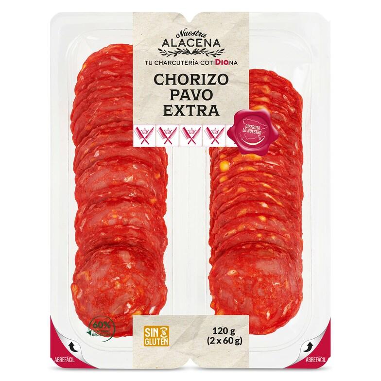 Dia Chorizo de pavo extra Nuestra Alacena de Dia bandeja 2 x 60 g