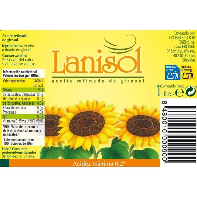 Eroski Aceite de girasol LANISOL botella 1 litro Superdescuento