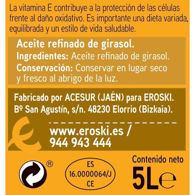 Eroski Aceite de girasol EROSKI garrafa 5 litros Limitado a 3 días