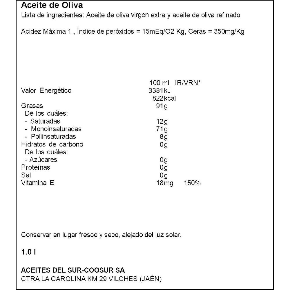 Eroski Aceite de oliva intenso COOSUR botella 1 litro Rebajas de fin de temporada