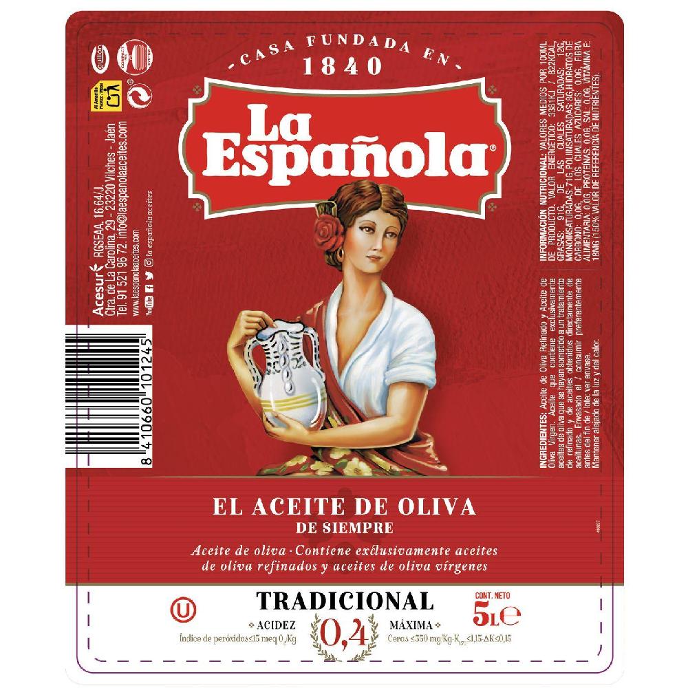 Eroski Aceite de oliva 0 4º LA ESPAÑOLA garrafa 5 litros En oferta