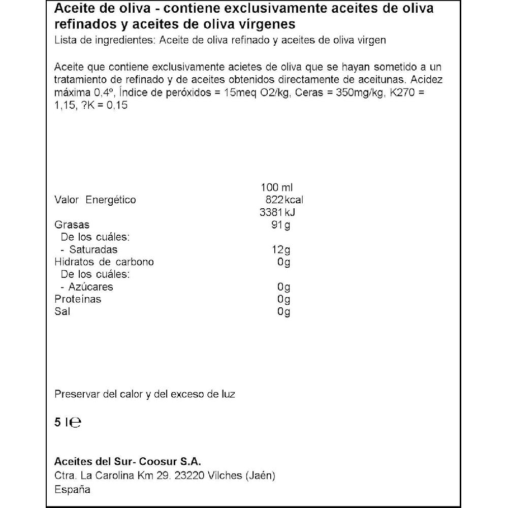 Eroski Aceite de oliva 0 4º LA ESPAÑOLA garrafa 5 litros En oferta