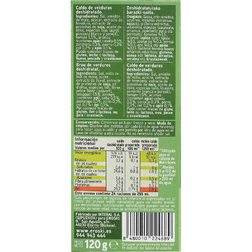 Eroski Caldo de verduras EROSKI 12 pastillas caja 120 g Tienda