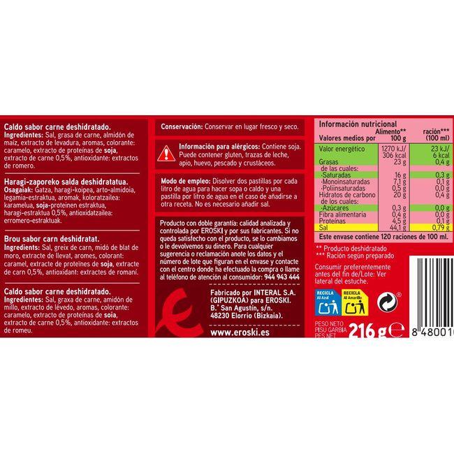 Eroski Caldo de carne EROSKI 24 pastillas caja 216 g Envío gratis