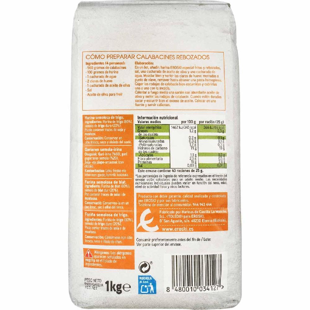 Eroski Harina de trigo para fritos EROSKI paquete 1 kg Liquidación