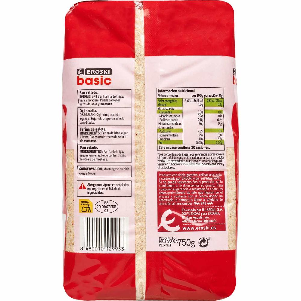 Eroski Pan rallado EROSKI BASIC paquete 750 g En oferta