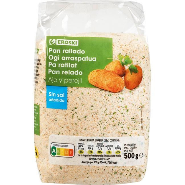 Eroski Pan rallado de ajo-perejil EROSKI paquete 500 g