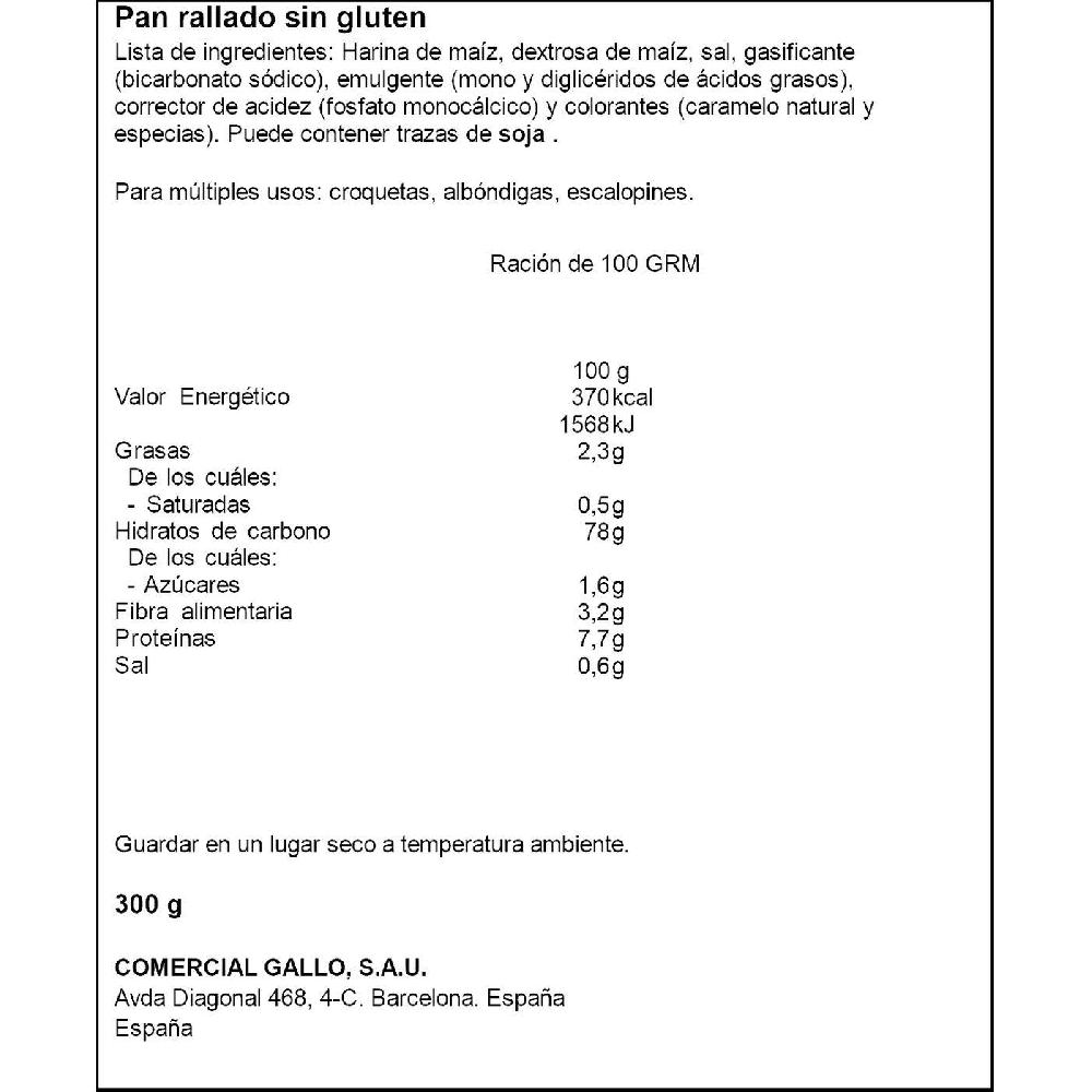 Eroski Pan rallado sin gluten GALLO paquete 300 g Descuento por venta flash