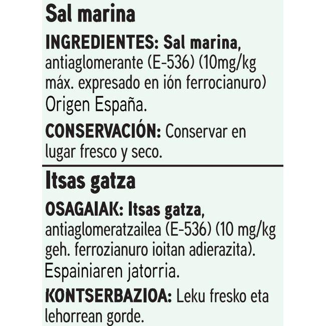Eroski Sal marina gruesa EROSKI BASIC paquete 1 kg Grandes ahorros