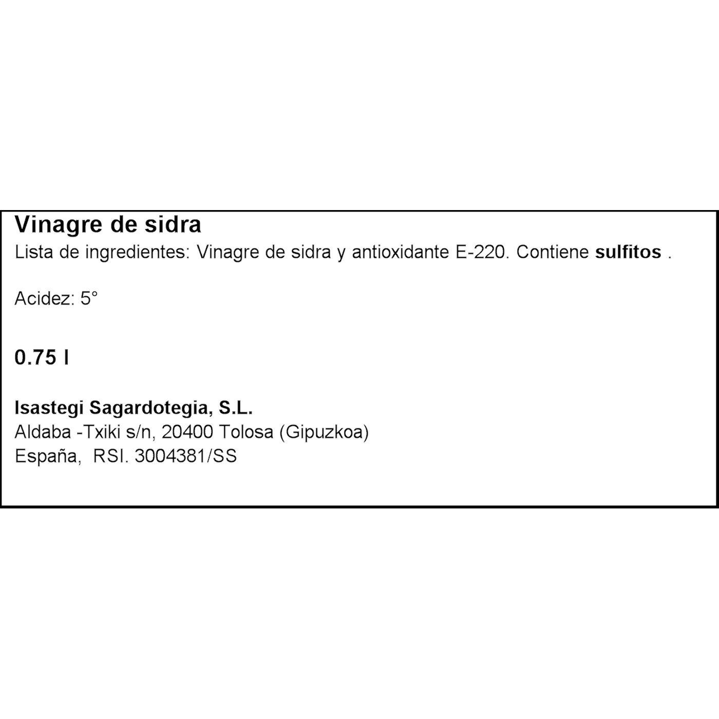 Eroski Vinagre de sidra SAGARKO botella 75 cl Ventas relámpago
