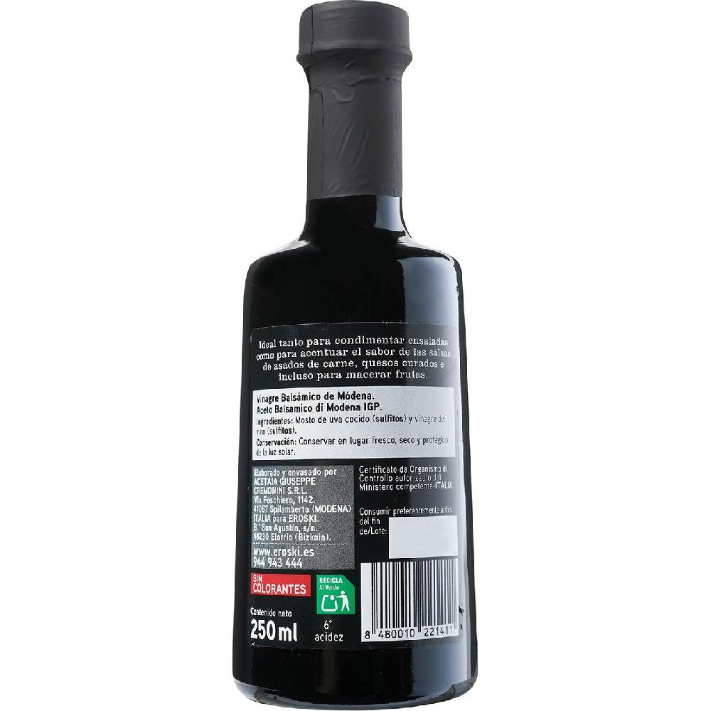 Eroski Vinagre balsámico de Módena EROSKI SELEQTIA botella 250 ml Descuento