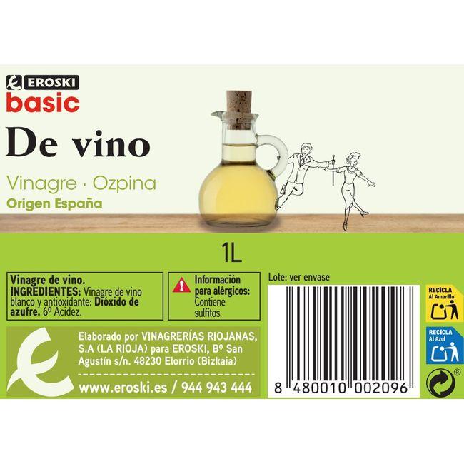 Eroski Vinagre de vino blanco EROSKI basic botella 1 litro Liquidación