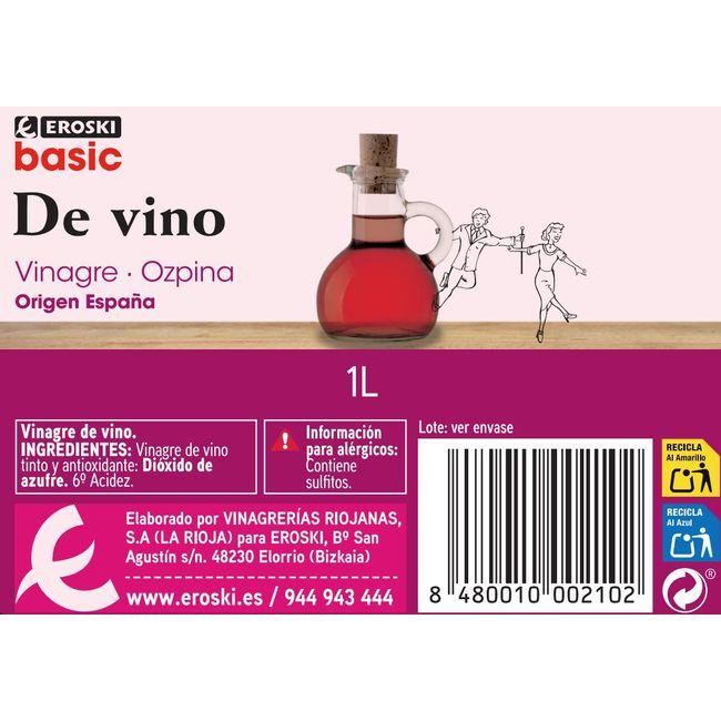 Eroski Vinagre rojo EROSKI basic botella 1 litro Envío gratis