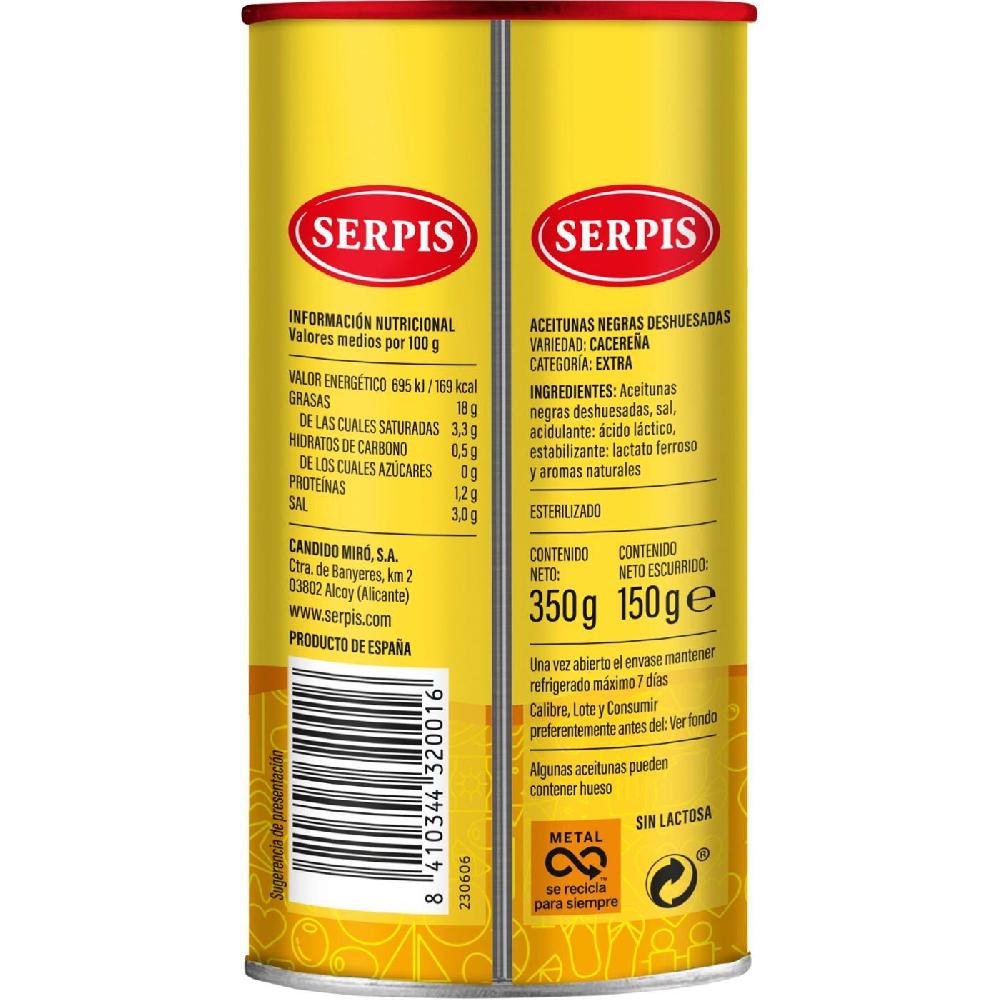 Eroski Aceitunas negras sin hueso EL SERPIS lata 150 g Promoción por tiempo limitado