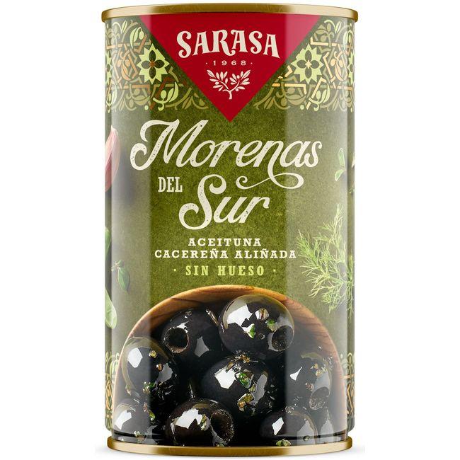 Eroski Aceitunas morenas del Sur sin hueso en aceite SARASA lata 150 g
