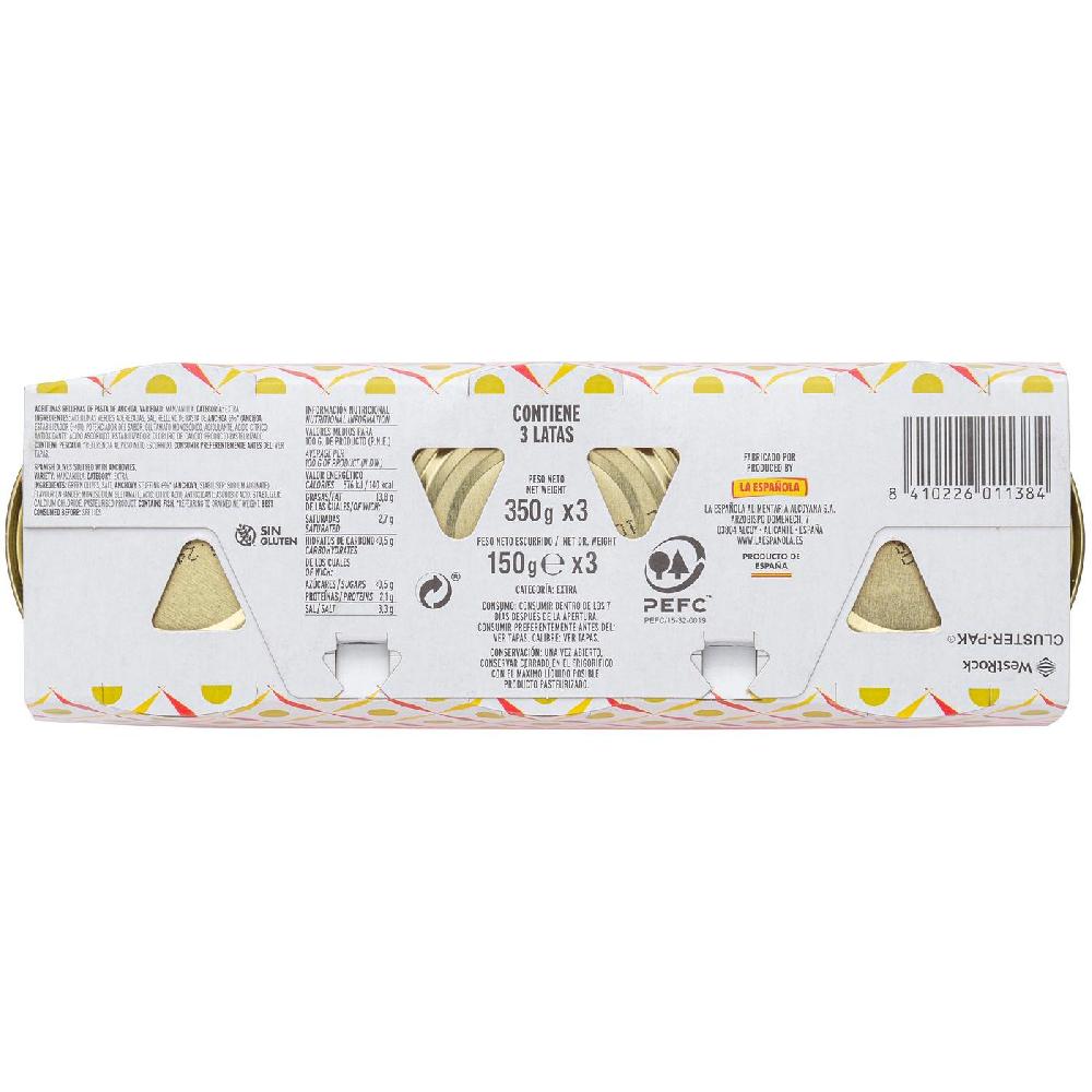 Eroski Aceitunas rellenas de anchoa LA ESPAÑOLA pack 3x150 g Oferta exclusiva