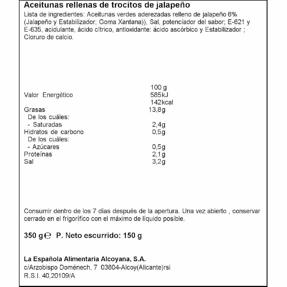 Eroski Aceituna rellena de jalapeño LA ESPAÑOLA lata 130 g Devoluciones gratuitas