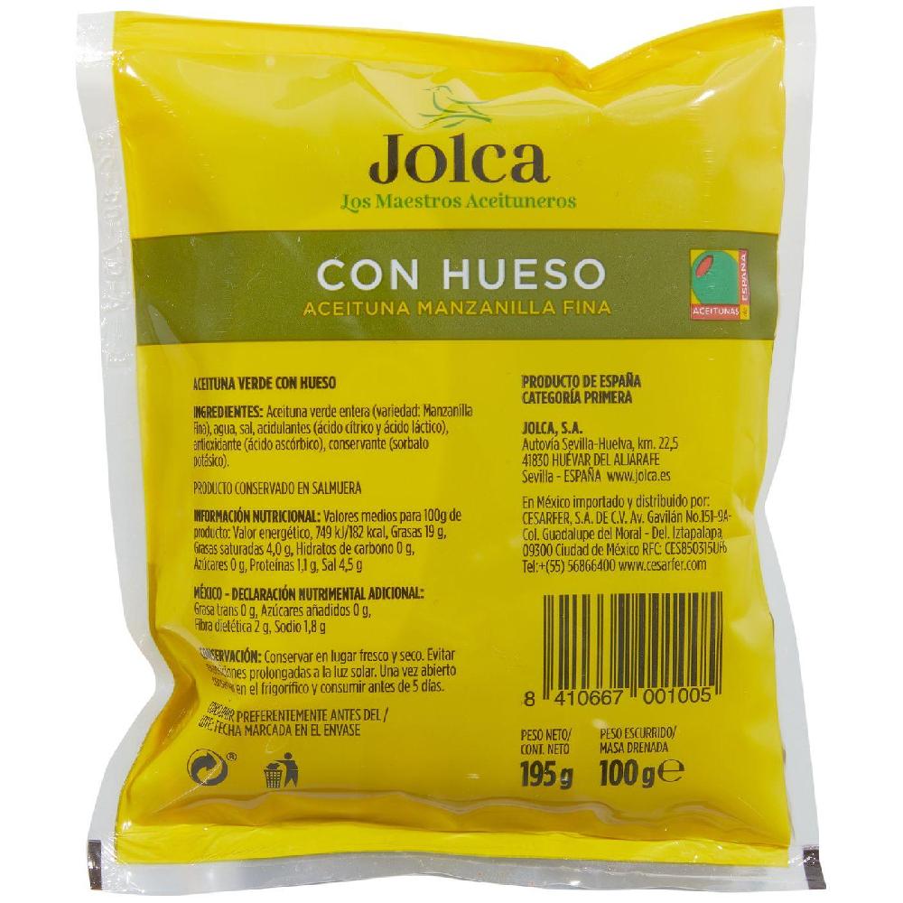 Eroski Aceitunas manzanilla con hueso JOLCA bolsa 100 g Últimos 3 días