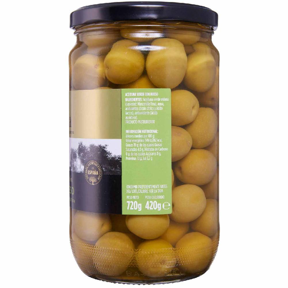 Eroski Aceitunas artesanas verdes con hueso JOLCA frasco 420 g Precio de fábrica