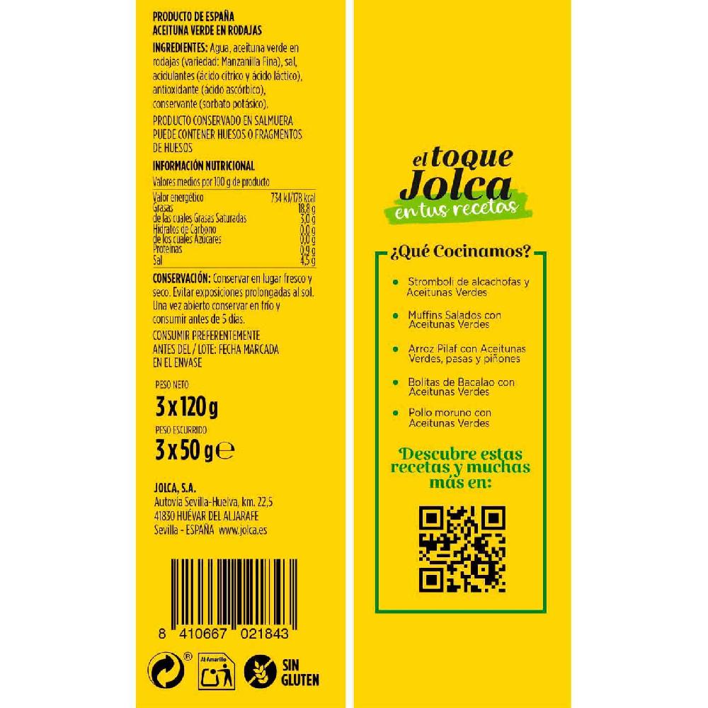 Eroski Aceitunas verdes en rodajas JOLCA pack 3x50 g Oferta especial de fábrica