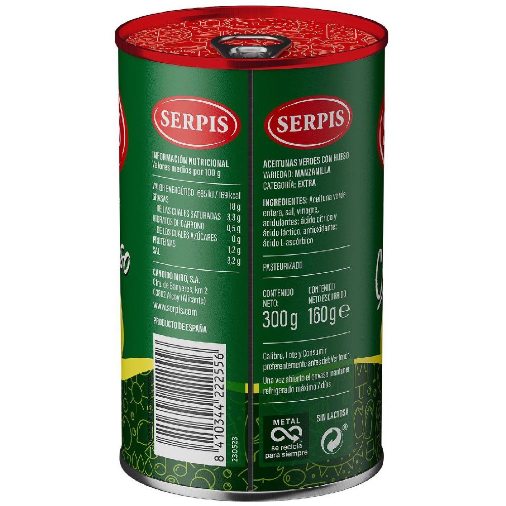 Eroski Aceituna sabor manzanilla verde con hueso SERPIS lata 160 g Solo queda un día