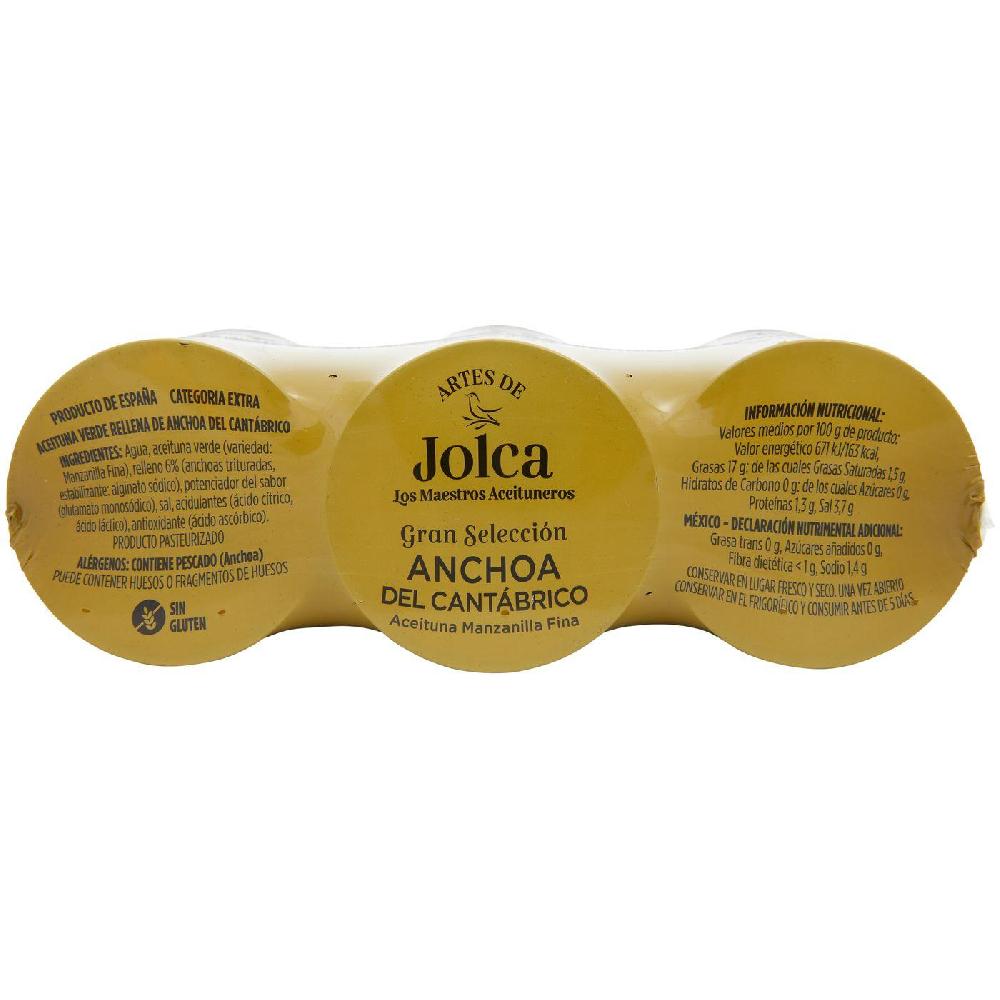 Eroski Aceituna rellena de anchoa del Cantábrico JOLCA pack 3x50 g Superdescuento