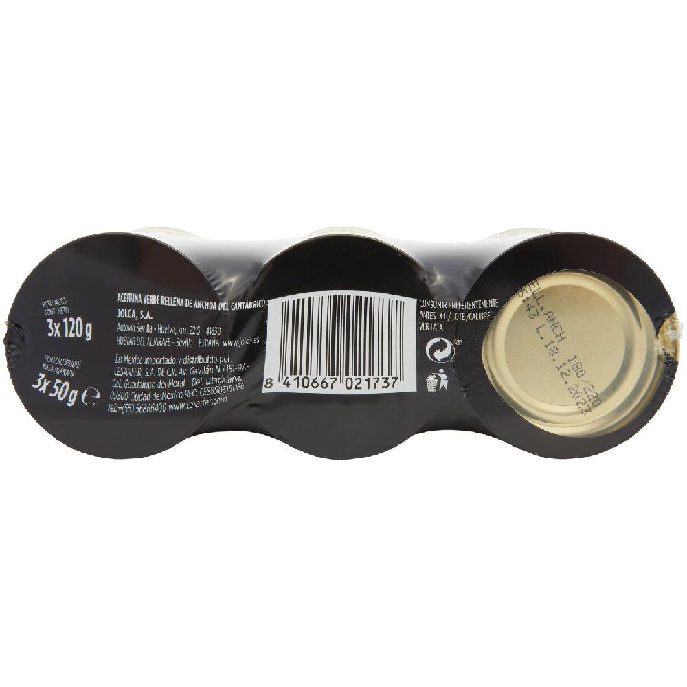 Eroski Aceituna rellena de anchoa del Cantábrico JOLCA pack 3x50 g Superdescuento