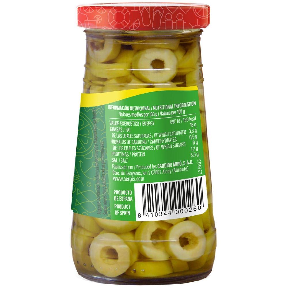 Eroski Aceitunas verdes en rodajas SERPIS frasco 150 g Grandes descuentos