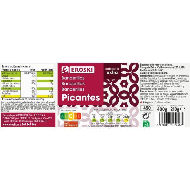 Eroski Banderillas picantes EROSKI frasco 210 g Envío internacional gratuito
