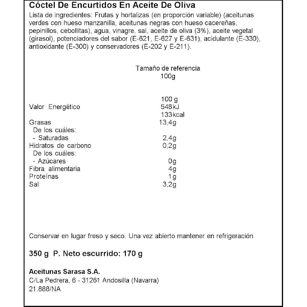 Eroski Cóctel original SARASA lata 170g Tienda de fábrica