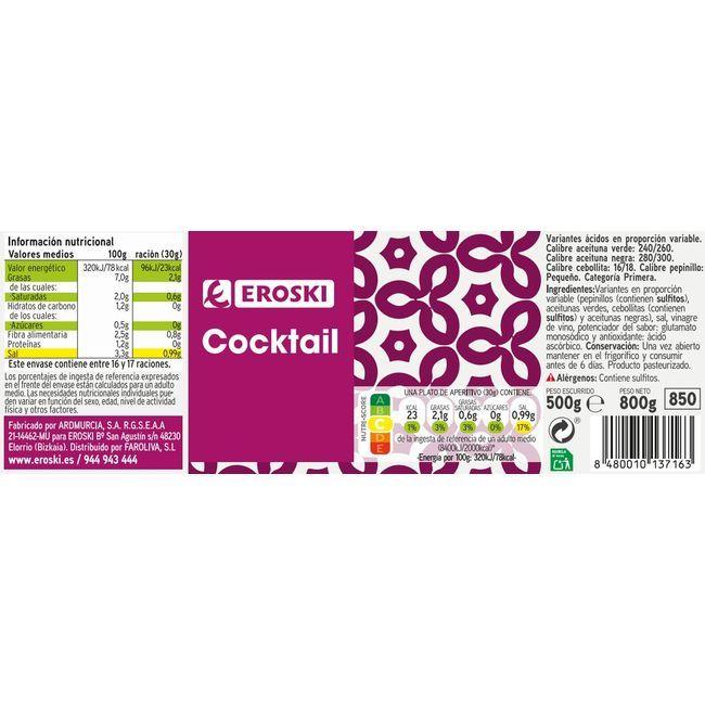 Eroski Cocktail encurtidos EROSKI frasco 500 g Limitado a 3 días