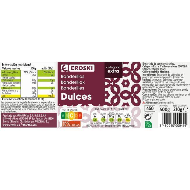 Eroski Banderillas dulces EROSKI frasco 210 g Ahorra y exporta