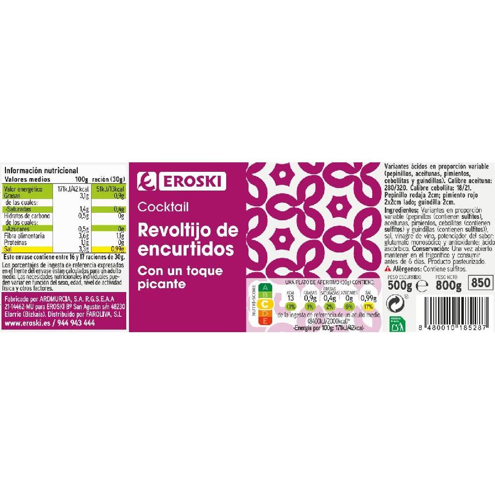 Eroski Revoltijo de encurtidos picante EROSKI frasco 500 g Precios de Black Friday