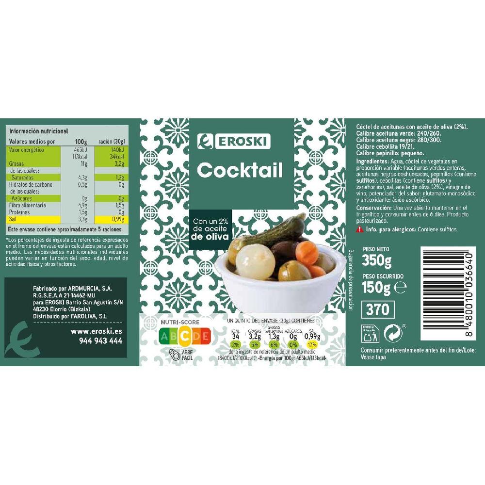 Eroski Cocktail en aceite de oliva EROSKI lata 150 g En oferta