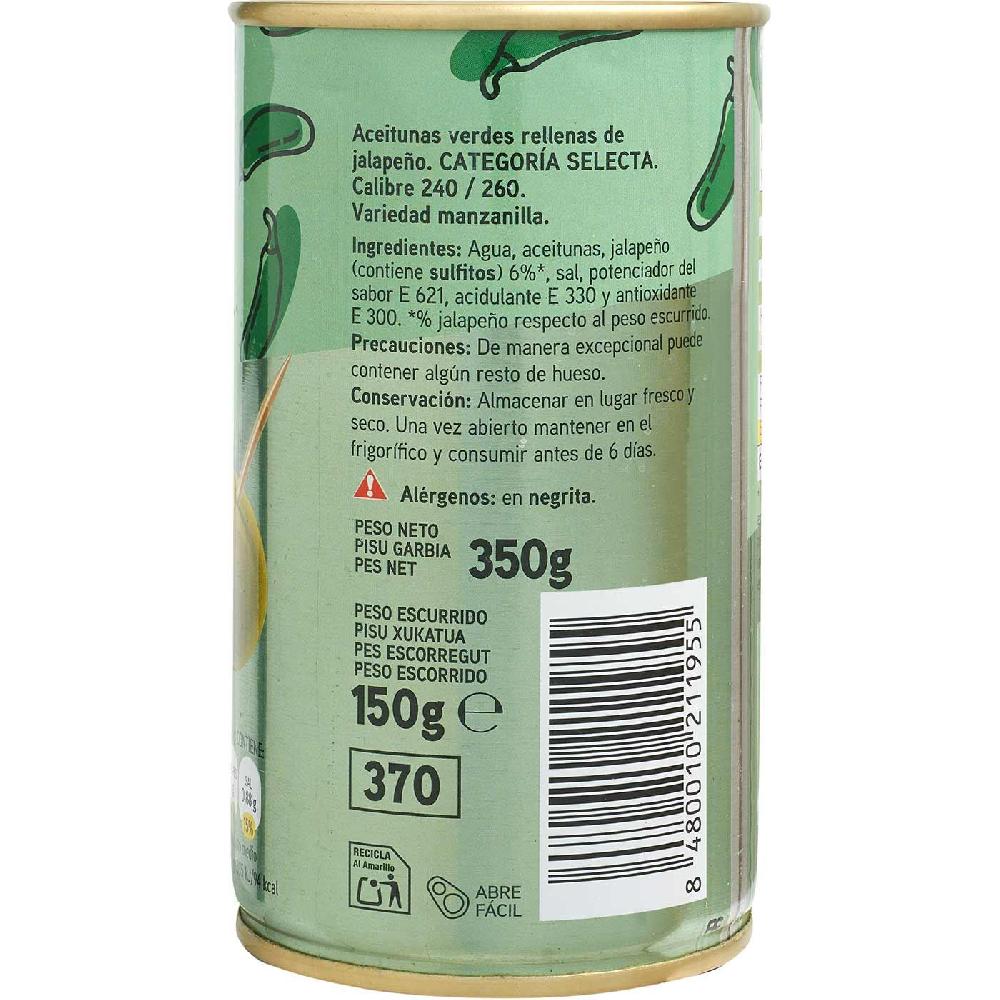 Eroski Aceituna rellena jalapeño EROSKI lata 150 g Ofertas de temporada