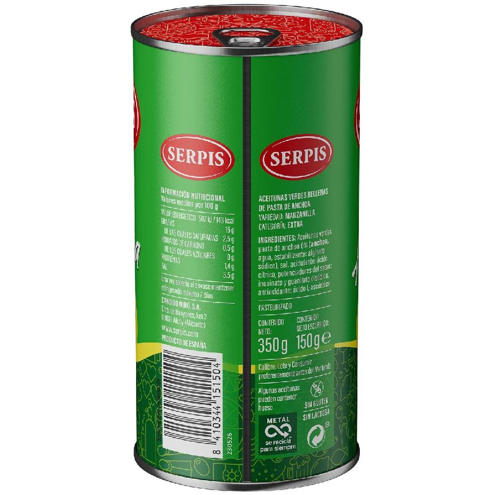 Eroski Aceitunas rellenas de anchoa EL SERPIS lata 150 g Ofertas especiales