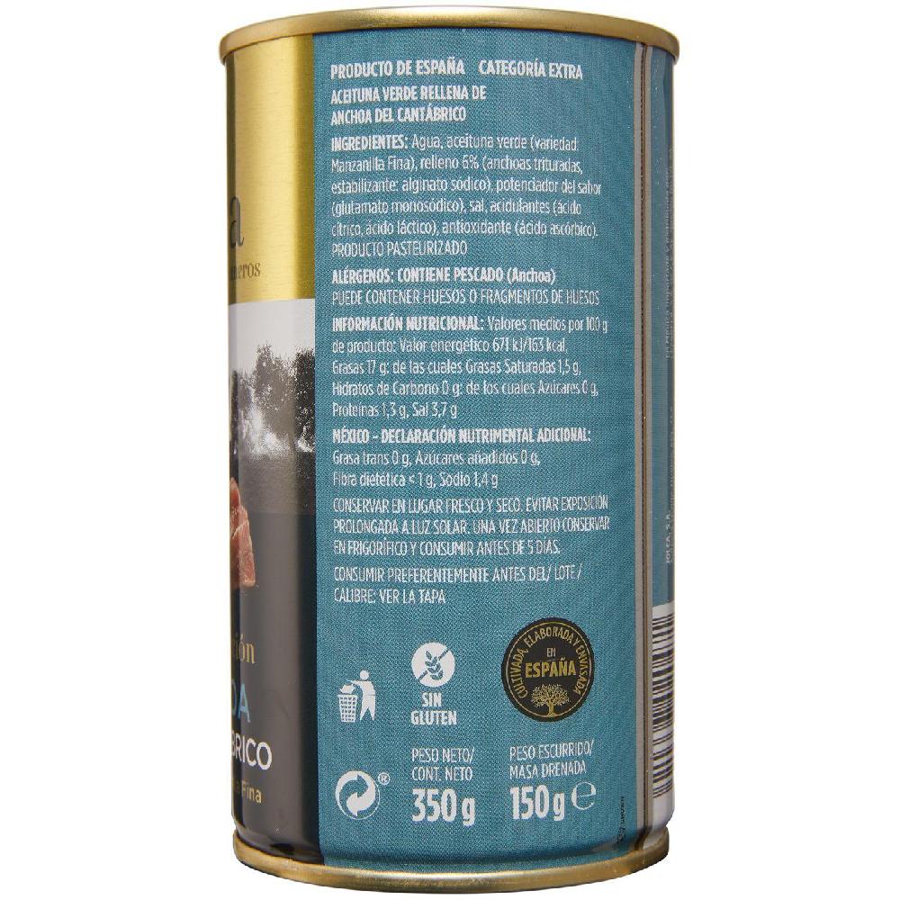 Eroski Aceitunas rellenas de anchoa del Cantábrico JOLCA lata 150 g Grandes ahorros