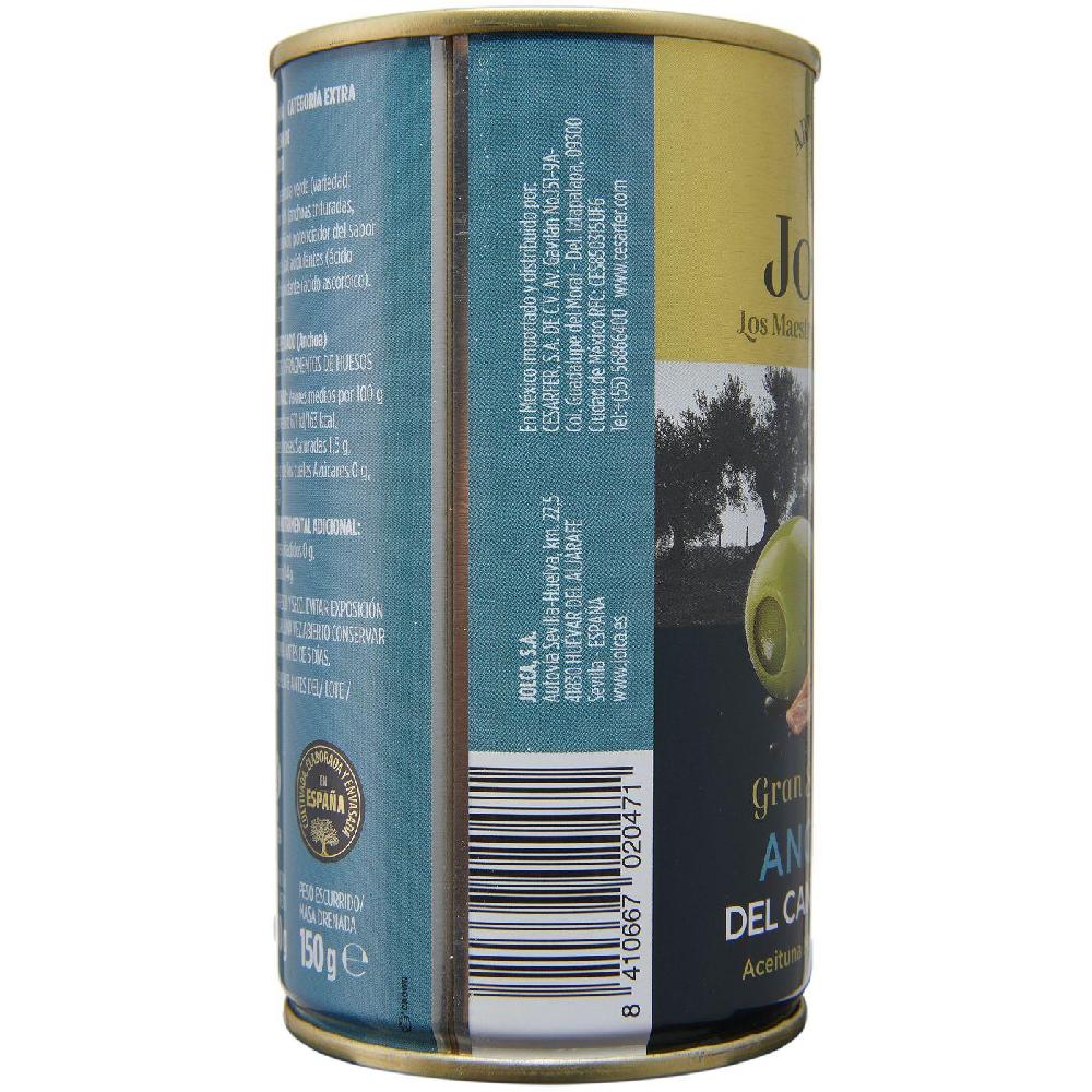 Eroski Aceitunas rellenas de anchoa del Cantábrico JOLCA lata 150 g Grandes ahorros