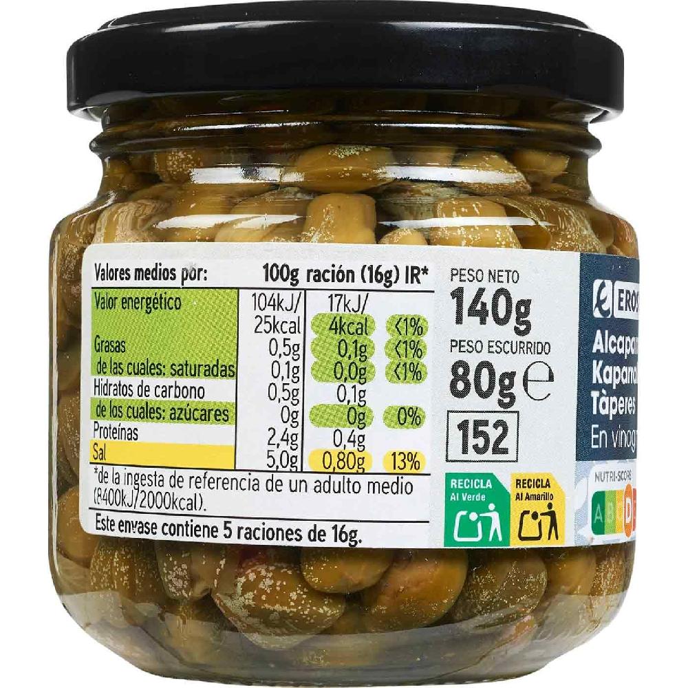 Eroski Alcaparras en vinagre EROSKI frasco 80 g Outlet online