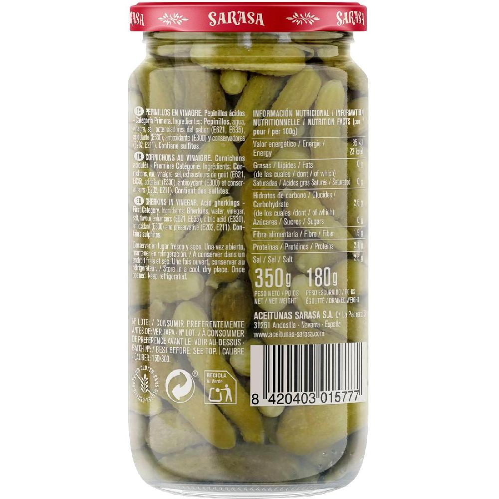 Eroski Pepinillos en vinagre SARASA frasco 180 g Rebajas de fábrica