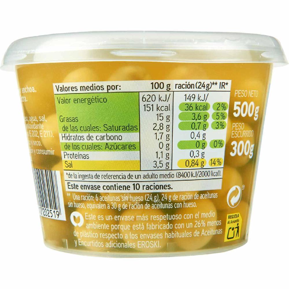 Eroski Aceituna sabor anchoa EROSKI cubeta 300 g Rebajas top