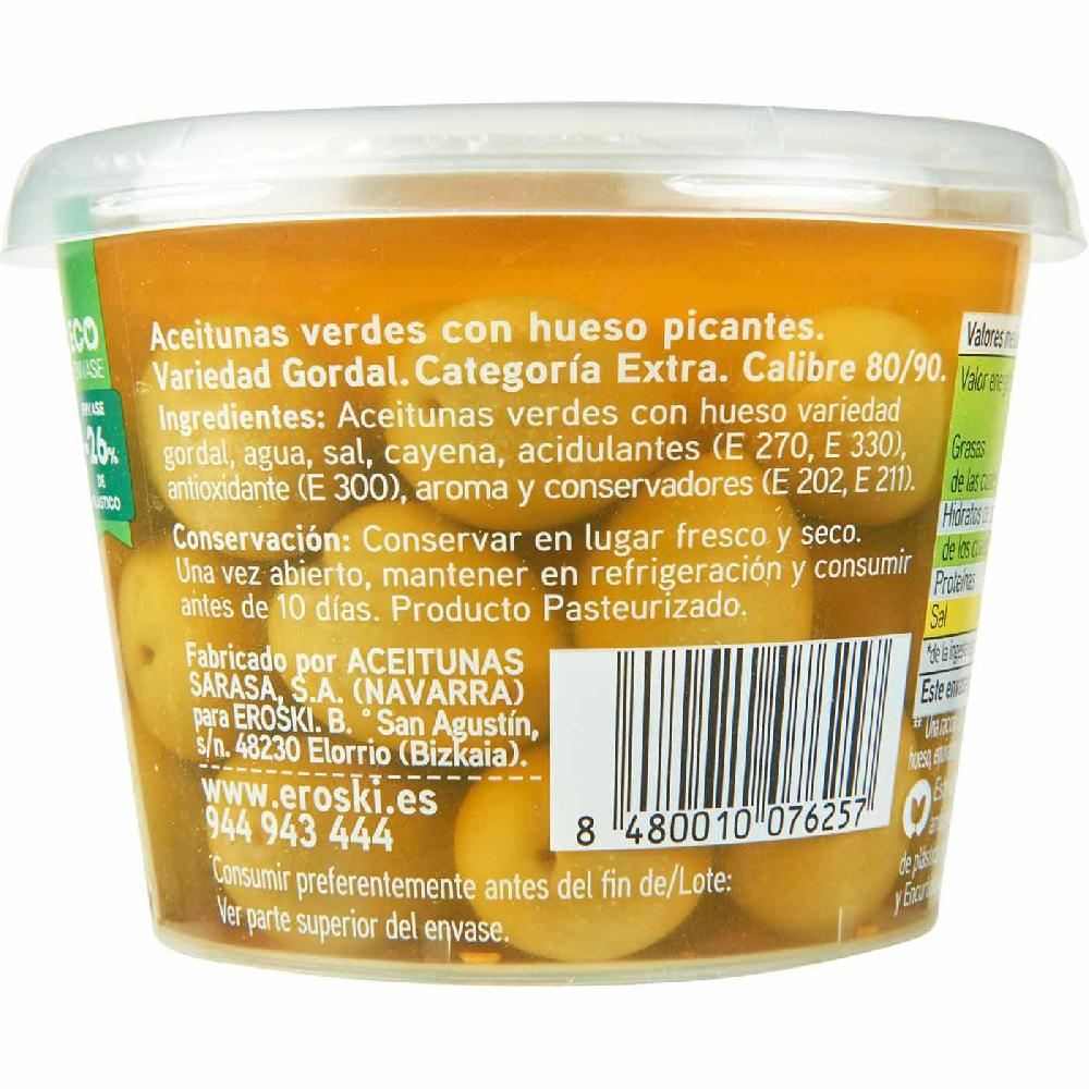 Eroski Aceitunas gordal picante EROSKI tarrina 300 g Oferta especial