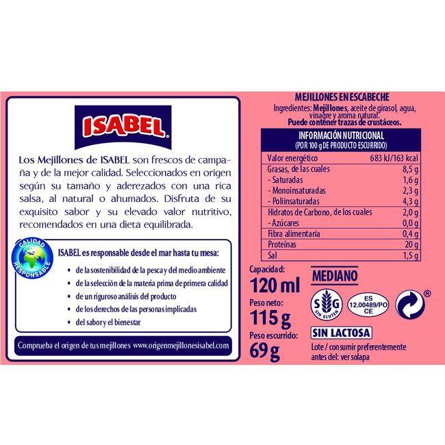 Eroski Mejillón en escabeche 8/12 piezas ISABEL lata 115 g Promoción trimestral