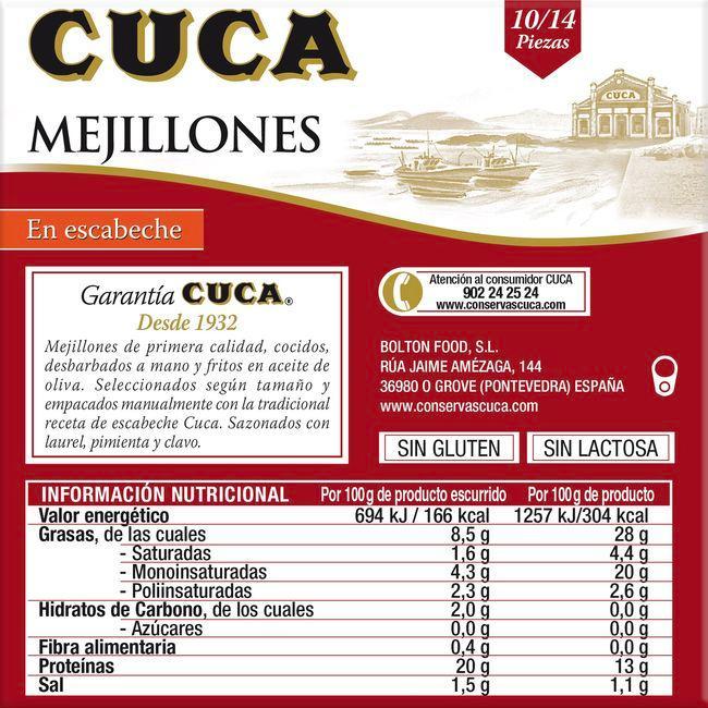 Eroski Mejillón en escabeche 10/14 piezas CUCA lata 115 g Liquidación